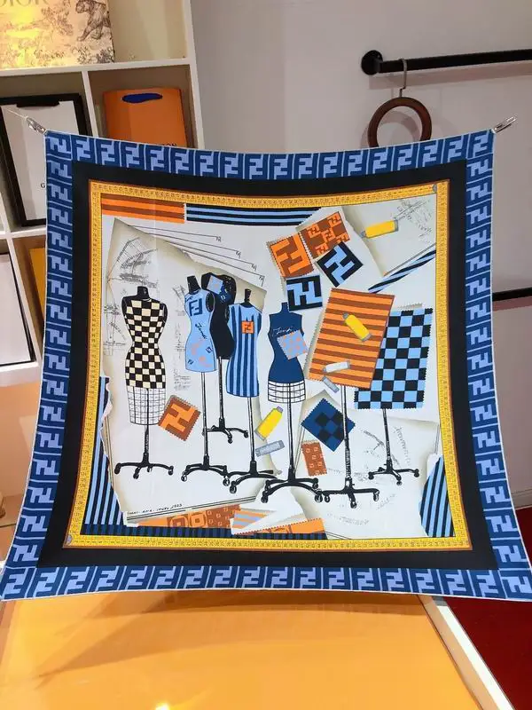 Fendi silk scarf 90X90cm E02 (12)